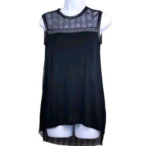 BCBG Maxazria Women's High low Black Blouse with lace back Women's Size XS